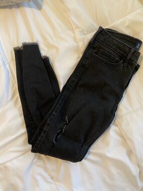 Hollister Black Skinny Jeans with Raw Hem